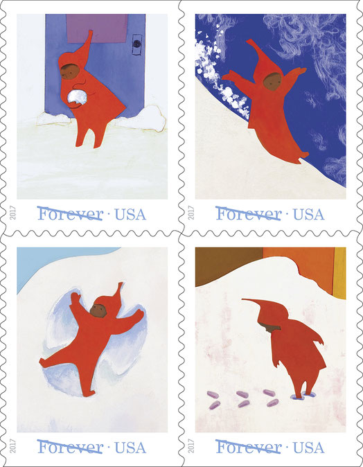 The wonder of snow on a forever stamp